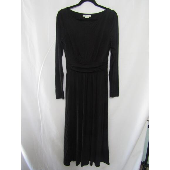 Boden Women’s Black Long Sleeve Maxi Dress Size 8L Stretch Waist Elegant - Picture 1 of 12